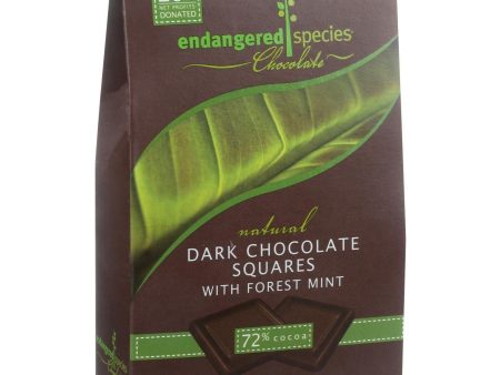 Endangered Species Natural Chocolate Squares - Dark Chocolate - 72 Percent Cocoa - Forest Mint - Bite Size - 10 Count - Case Of 6 Online Hot Sale