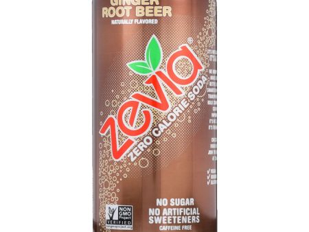 Zevia Soda - Zero Calorie - Ginger Root Beer - Tall Girls Can - 16 Oz - Case Of 12 Online now