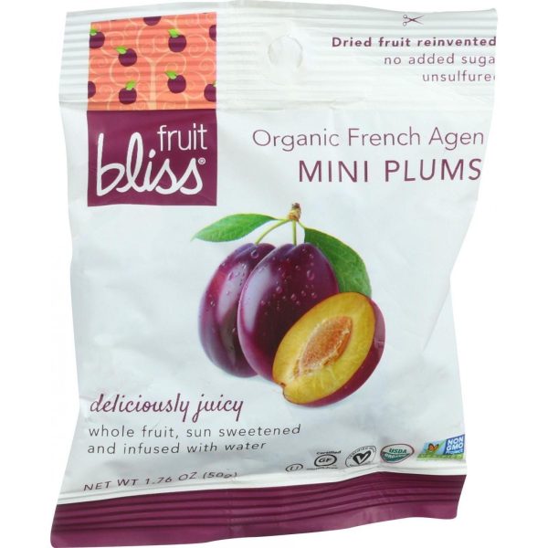 Fruit Bliss Organic Dried Plums - French Agen - Mini - 1.76 Oz - Case Of 12 Sale