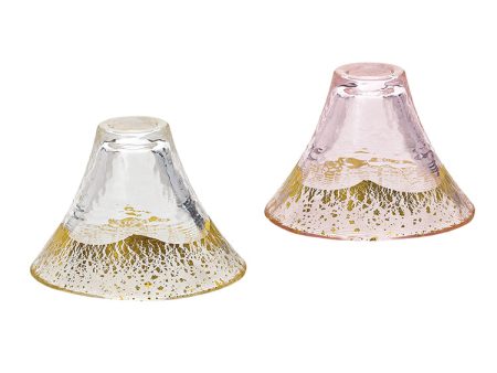 Toyo Sasaki Glass Cold Sake Glass  Set Good Luck Charm Blessings Cup Mount Fuji Cold Sake Cup Set Made in Japan Pink & Clear Approx. 65ml 2-pieces G636-T73 Hot on Sale