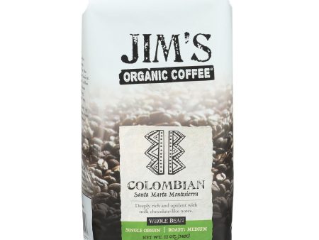 Jim s Organic Coffee - Whole Bean - Colombian Santa Marta Montesierra - Case Of 6 - 12 Oz. Online Hot Sale