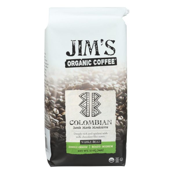 Jim s Organic Coffee - Whole Bean - Colombian Santa Marta Montesierra - Case Of 6 - 12 Oz. Online Hot Sale