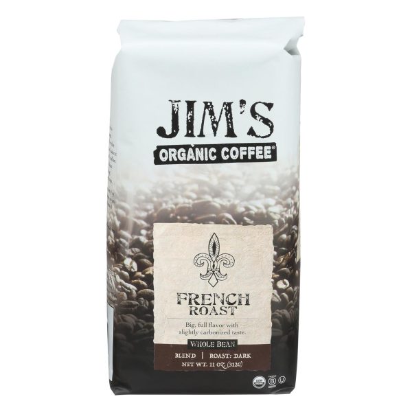 Jim s Organic Coffee - Whole Bean - French Roast - Case Of 6 - 11 Oz. Sale