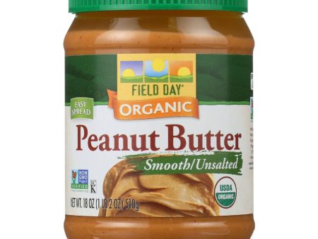 Field Day Peanut Butter - Organic - Smooth - Unsalted - 18 Oz - Case Of 12 For Sale