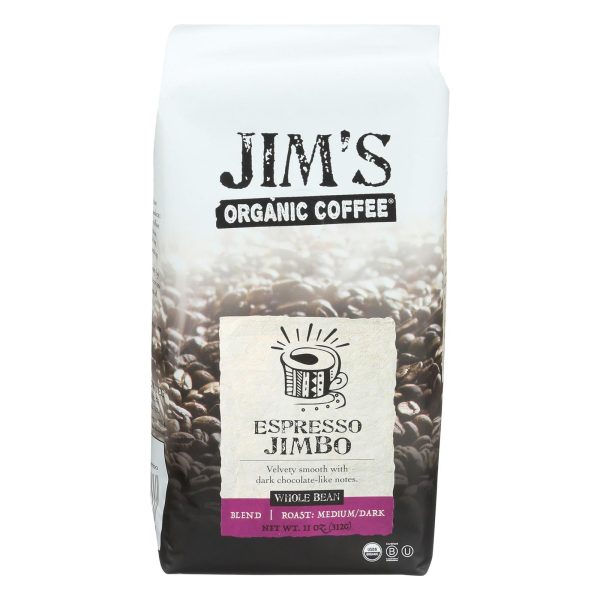 Jim s Organic Coffee - Whole Bean - Espresso Jimbo - Case Of 6 - 11 Oz. Cheap