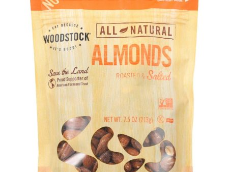 Woodstock Nuts - All Natural - Almonds - Whole - Roasted - Salted - 7.5 Oz - Case Of 8 Online now