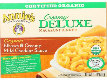 Annies Homegrown Macaroni Dinner - Organic - Creamy Deluxe - Elbows And Creamy Mild Cheddar Sauce - 9.5 Oz - Case Of 12 on Sale