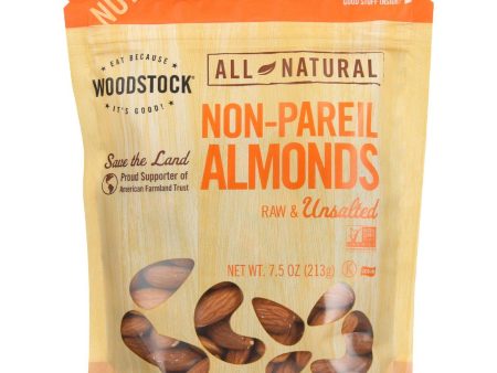 Woodstock Nuts - All Natural - Almonds - Non-pareil - Raw - Unsalted - 7.5 Oz - Case Of 8 Fashion