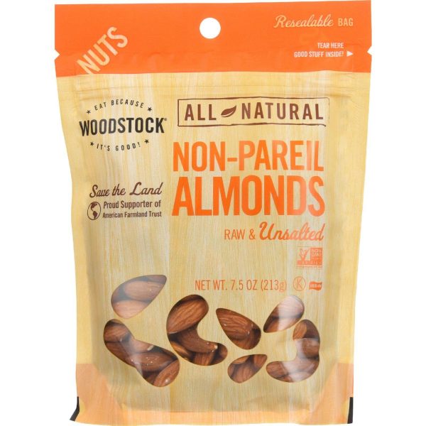 Woodstock Nuts - All Natural - Almonds - Non-pareil - Raw - Unsalted - 7.5 Oz - Case Of 8 Fashion