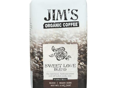 Jim s Organic Coffee - Whole Bean - Sweet Love Blend - Case Of 6 - 11 Oz. Online now