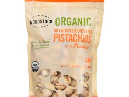 Woodstock Nuts - Organic - Pistachios - Dry Roasted - Unsalted - 7 Oz - Case Of 8 Supply