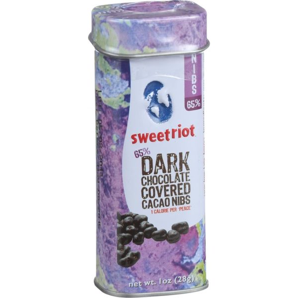 Sweetriot Cacao Nibs - Flavor 65 - 65 Percent Dark Chocolate Covered - 1 Oz Tins - Case Of 12 Online