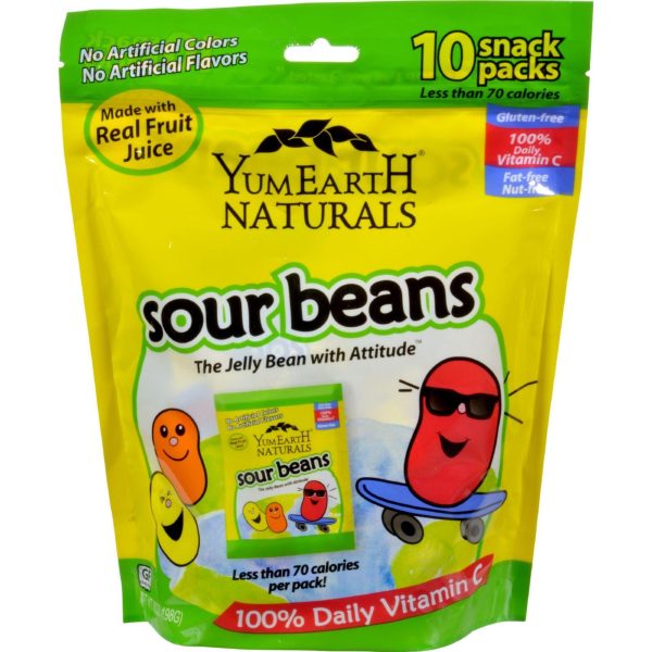 Yummy Earth Naturals Sour Jelly Beans Snack Packs - 10 Packs For Discount