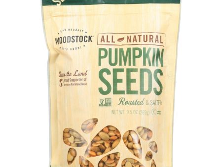 Woodstock Seeds - All Natural - Pumpkin - Pepitas - Shelled - Roasted - Salted - 9.5 Oz - Case Of 8 Sale