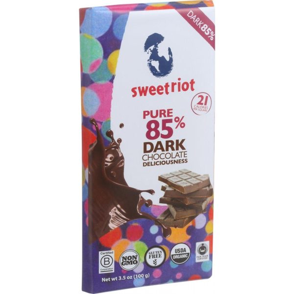 Sweetriot Organic Chocolate Bar - Riotbar - 85 Percent Dark Chocolate - 3.5 Oz Bars - Case Of 12 Discount