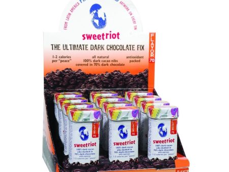 Sweetriot Cacao Nibs - Flavor 70 - 70 Percent Dark Chocolate Covered - With Espresso - 1 Oz Tins - Case Of 12 Cheap