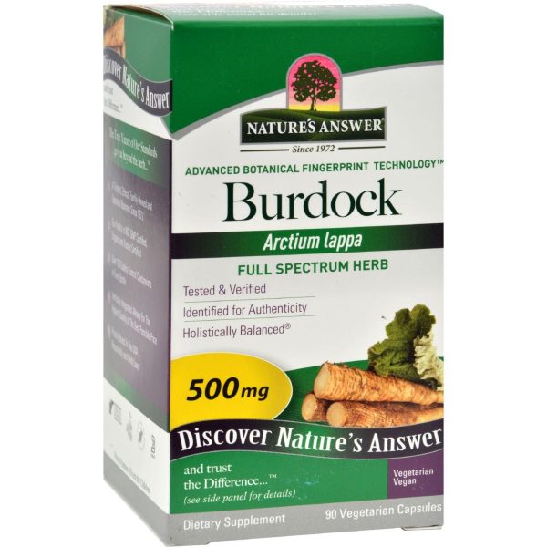 Nature s Answer Burdock Root - 90 Vegetarian Capsules Hot on Sale