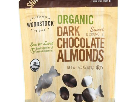 Woodstock Snacks - Organic - Dark Chocolate Almonds - Sweet And Crunchy - 6.5 Oz - Case Of 8 For Discount