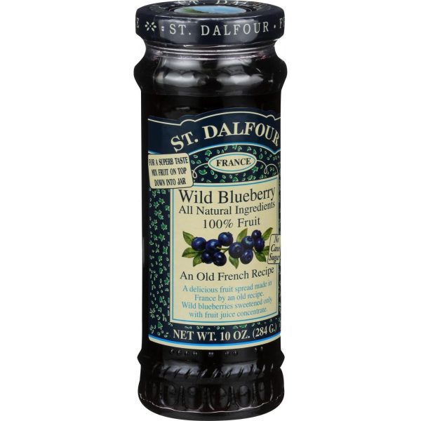 St Dalfour Fruit Spread - Deluxe - 100 Percent Fruit - Wild Blueberry - 10 Oz - Case Of 6 Supply