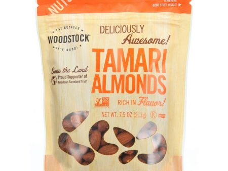 Woodstock Nuts - All Natural - Almonds - Tamari - 7.5 Oz - Case Of 8 Online now