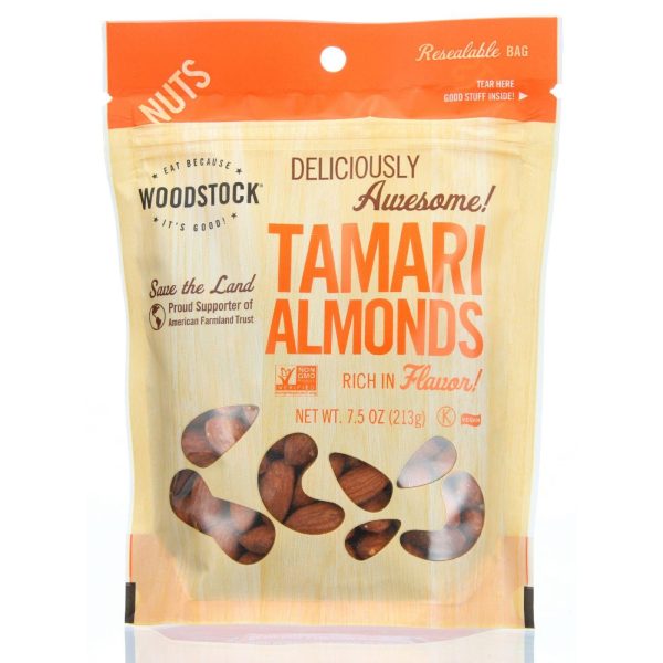 Woodstock Nuts - All Natural - Almonds - Tamari - 7.5 Oz - Case Of 8 Online now