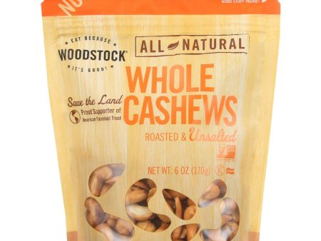 Woodstock Nuts - All Natural - Cashews - Whole - Extra Large - Roasted - Unsalted - 6 Oz - Case Of 8 on Sale