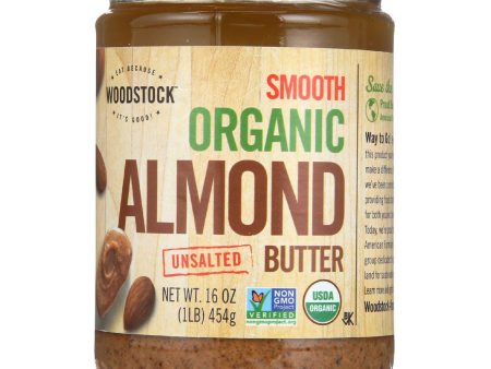 Woodstock Nut Butter - Organic - Almond - Smooth - Unsalted - 16 Oz - Case Of 12 on Sale