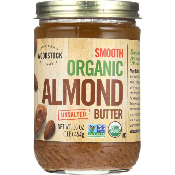 Woodstock Nut Butter - Organic - Almond - Smooth - Unsalted - 16 Oz - Case Of 12 on Sale