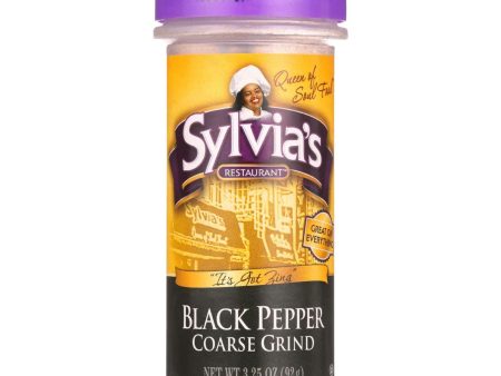 Sylvias Black Pepper - Coarse Ground - 3.25 Oz - Case Of 12 Cheap