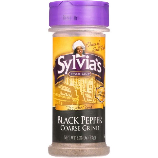 Sylvias Black Pepper - Coarse Ground - 3.25 Oz - Case Of 12 Cheap