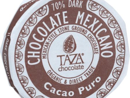 Taza Chocolate Organic Chocolate Mexicano Discs - 100 Percent Dark Chocolate - Cacao Puro - 2.7 Oz - Case Of 12 For Discount