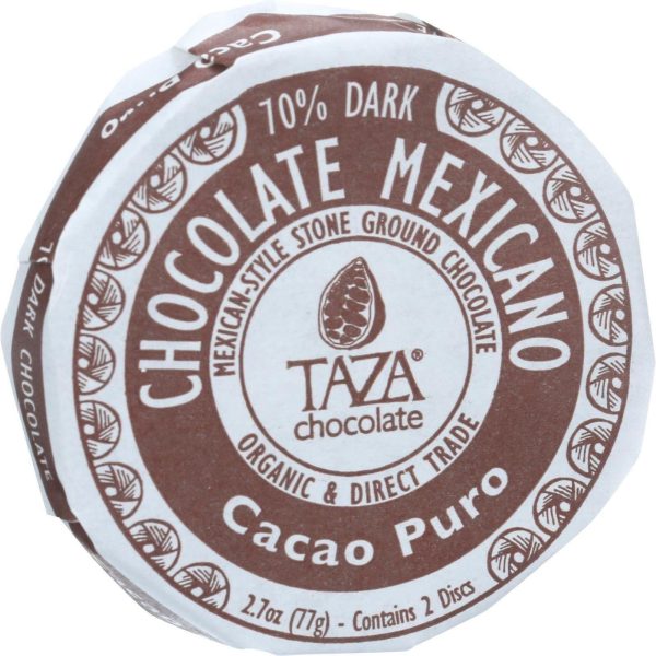 Taza Chocolate Organic Chocolate Mexicano Discs - 100 Percent Dark Chocolate - Cacao Puro - 2.7 Oz - Case Of 12 For Discount