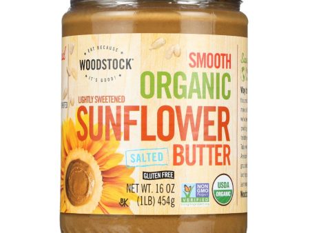 Woodstock Nut Butter - Organic - Sunflower - Organic - Smooth - Salted - Lightly Sweetened - 16 Oz - Case Of 12 Sale