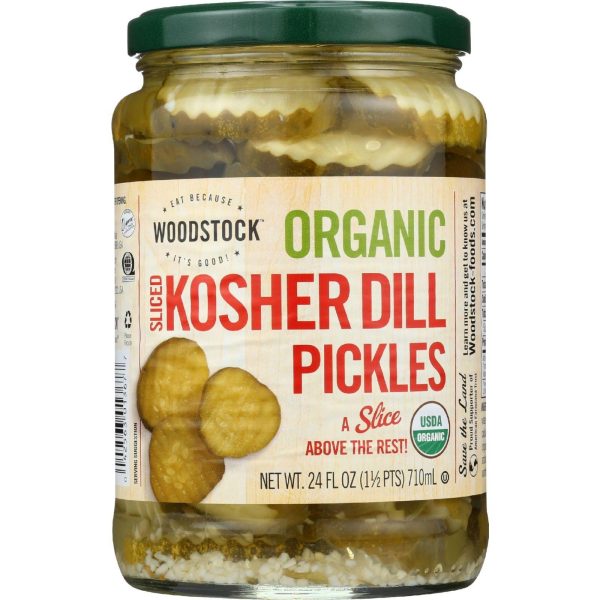 Woodstock Pickles - Organic - Kosher Dill - Slices - 24 Oz - Case Of 6 Fashion