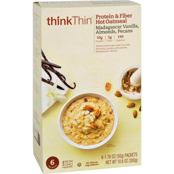 Think Products Oatmeal - Protein And Fiber Hot - Thinkthin - Madagascar Vanilla With Almonds And Pecans - Box - 10.6 Oz - Case Of 12 Online Sale