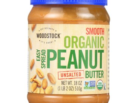 Woodstock Nut Butter - Organic - Peanut - Easy Spread - Smooth - Unsalted - 18 Oz - Case Of 12 Discount