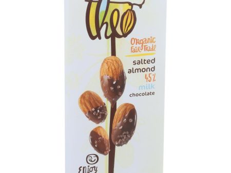 Theo Chocolate Organic Chocolate Bar - Classic - Milk Chocolate - 45 Percent Cacao - Salted Almond - 3 Oz Bars - Case Of 12 Fashion