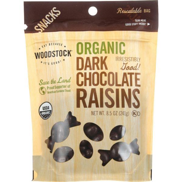 Woodstock Snacks - Organic - Dark Chocolate Raisins - 8.5 Oz - Case Of 8 Cheap