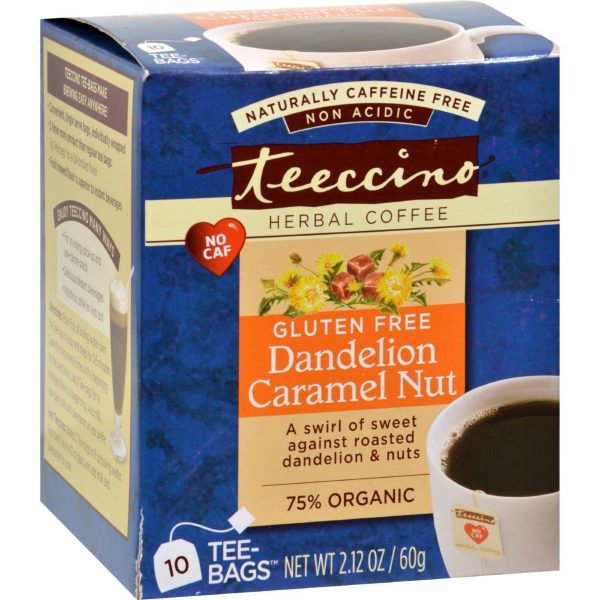 Teeccino Organic Herbal Coffee - Dandelion Caramel Nut - 10 Bags - Case Of 6 Hot on Sale