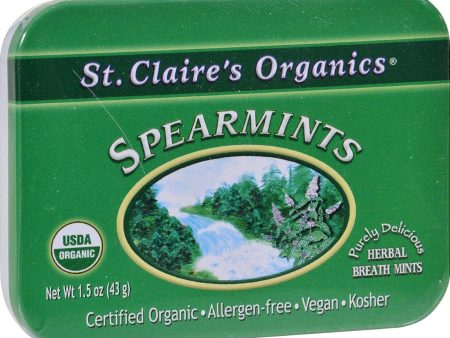 St Claire s Organic Spearmints Display Case - Case Of 6 - 1.5 Oz Supply