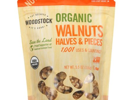 Woodstock Nuts - Organic - Walnuts - Halves And Pieces - 5.5 Oz - Case Of 8 Supply