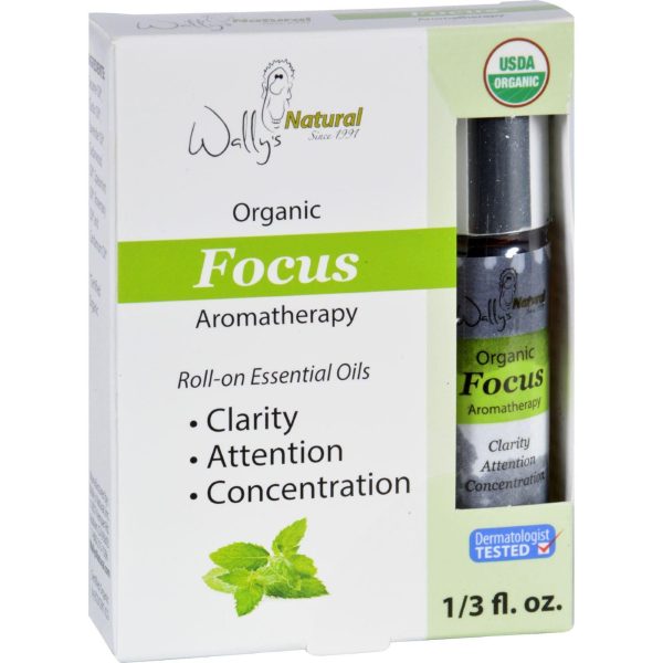 Wallys Natural Products Aromatherapy Blend - Organic - Roll-on - Essential Oils - Focus - .33 Oz For Sale