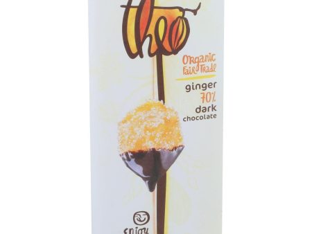 Theo Chocolate Organic Chocolate Bar - Classic - Dark Chocolate - 70 Percent Cacao - Ginger - 3 Oz Bars - Case Of 12 Online now