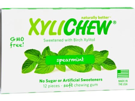 Xylichew Gum - Spearmint - Counter Display - 12 Pieces - 1 Case Sale