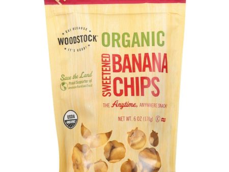 Woodstock Fruit- Organic - Banana Chips - Sweetened - 6 Oz - Case Of 8 For Sale