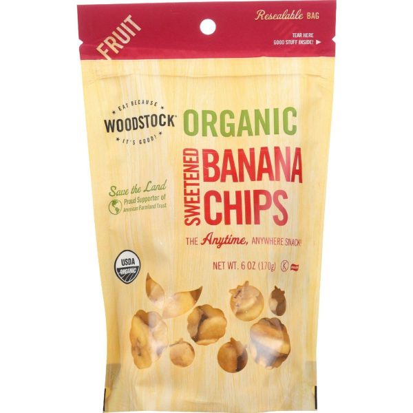 Woodstock Fruit- Organic - Banana Chips - Sweetened - 6 Oz - Case Of 8 For Sale