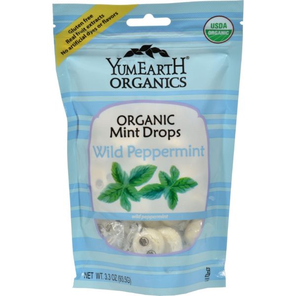 Yummy Earth Organic Candy Drops Wild Peppermint - 3.3 Oz - Case Of 6 Online Sale