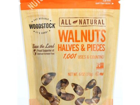 Woodstock Nuts - All Natural - Walnuts - Halves And Pieces - Raw - 6 Oz - Case Of 8 Discount