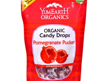 Yummy Earth Organic Candy Drops Pomegranate Pucker - 3.3 Oz - Case Of 6 For Sale