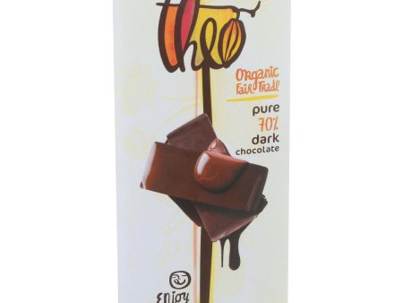 Theo Chocolate Organic Chocolate Bar - Classic - Dark Chocolate - 70 Percent Cacao - Pure - 3 Oz Bars - Case Of 12 Hot on Sale